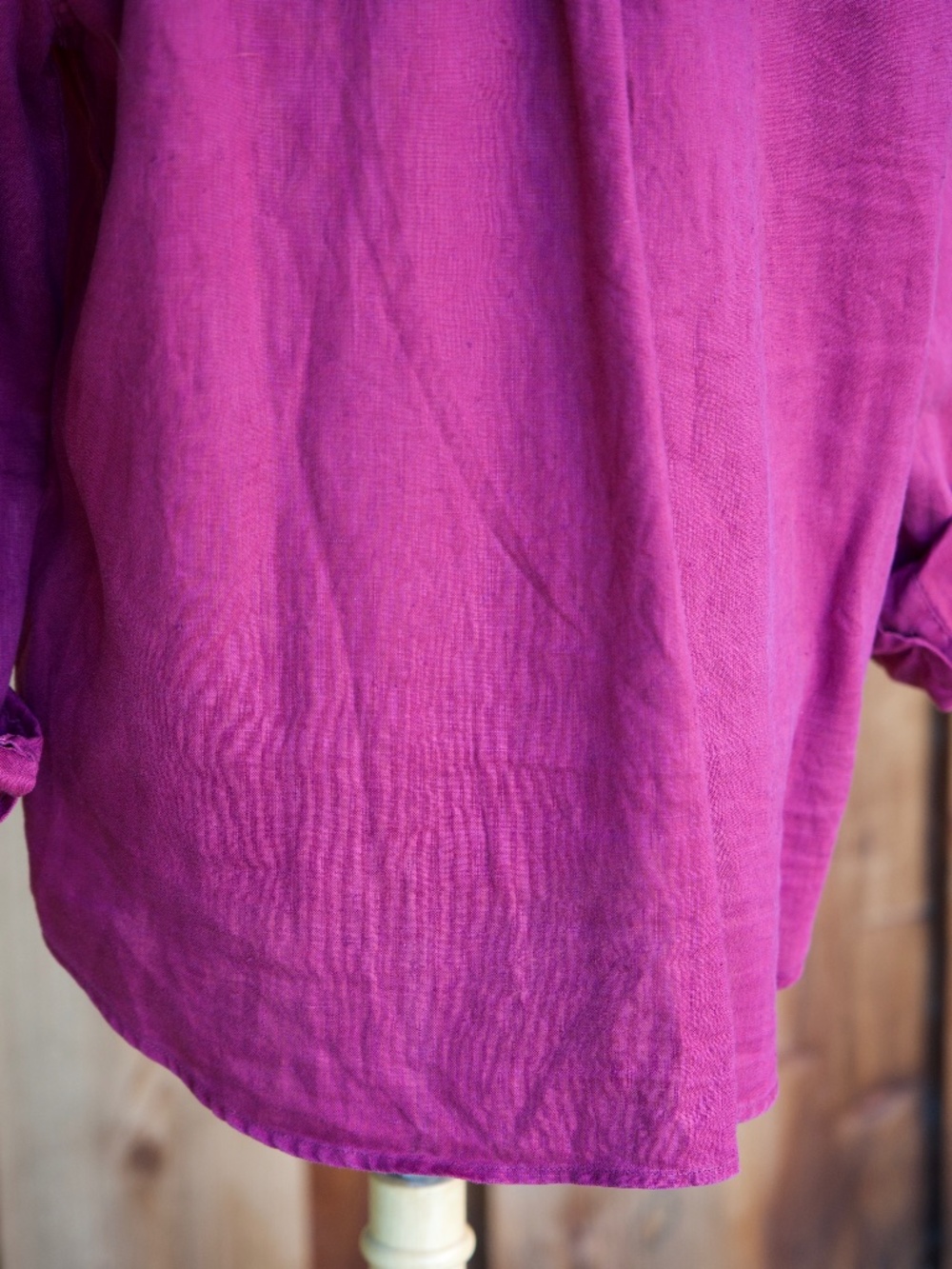 Vintage Eddie Bauer 100% Linen Magenta Long Sleeve Button Down Woman's M - Picture 13 of 15